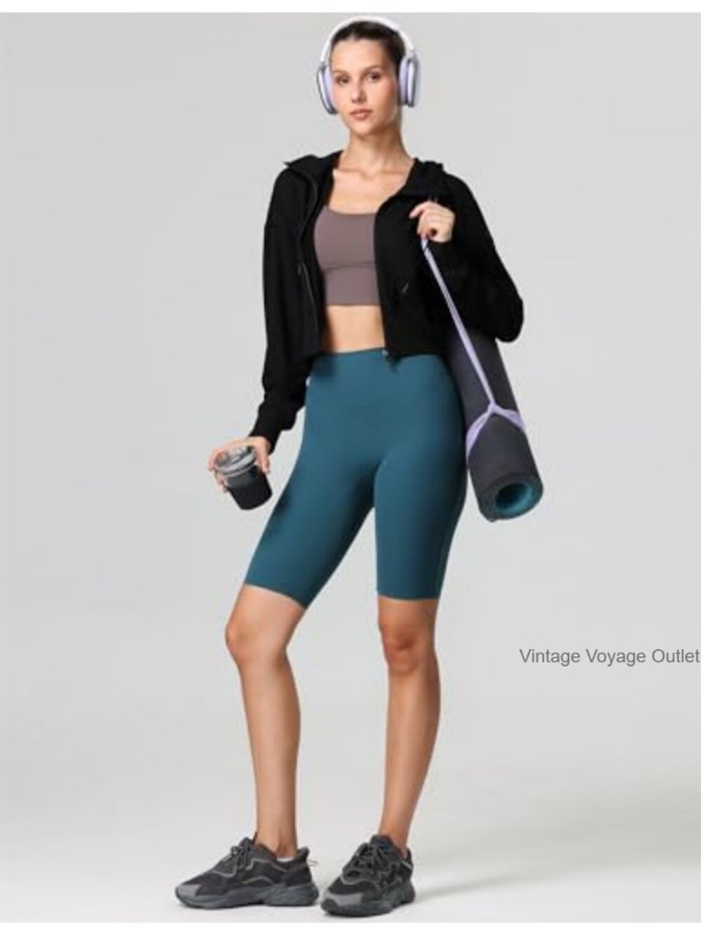 Cropped Full Zip Athletic Hoodie for Women Long Sleeve Workout Yoga Track Jacket - Picture 5 of 5